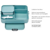 Mepal 2-tlg Starter Set Snacks to go – Bento-Lunchbox Large mit Lunchpot – praktischer Müslibecher – Brotdose mit Fächern, geeignet für bis zu 8 Butterbrote, Nordic Green