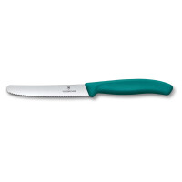Victorinox 6 Stück Tafelmesser - Tomatenmesser Swiss Classic mit Wellenschliff rostfrei - Swiss Made - Grün