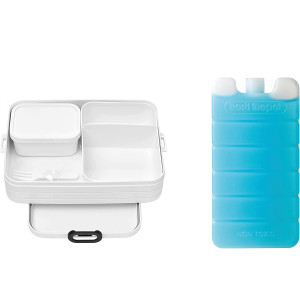 Mepal 2-tlg. Bento-Lunchboxen Cool Down Set Take A Break Large – Brotdose mit Fächern, geeignet für bis zu 8 Butterbrote - Nordic White