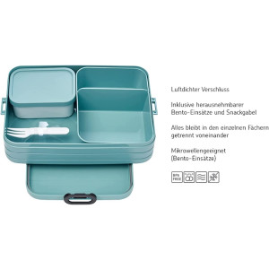 Mepal 2-tlg. Bento-Lunchboxen Cool Down Set Take A Break Large – Brotdose mit Fächern, geeignet für bis zu 8 Butterbrote - Nordic Blue neu