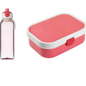 Mepal - Pausenset Campus Pink - Wasserflasche und Brotdose mit Bento-Einsatz – ideal für Schule und Freizeit – bruchfestes Material - auslaufsicher - Spülmaschinengeeignet