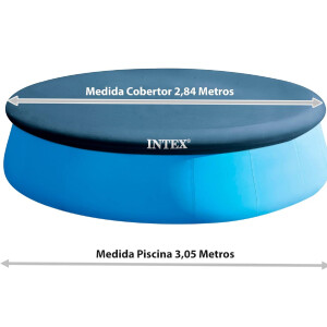 Intex 10 foot (3.05 m) Easy Set Swimming Pool Cover #28021. Round cover measures 2.8 m, (9.4 ft) suitable for Intex pools with base diameter of 3.05 m (10 foot).