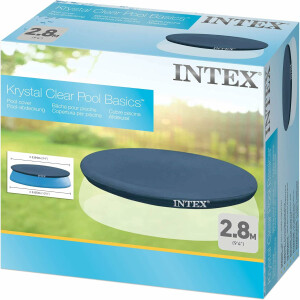 Intex 10 foot (3.05 m) Easy Set Swimming Pool Cover #28021. Round cover measures 2.8 m, (9.4 ft) suitable for Intex pools with base diameter of 3.05 m (10 foot).
