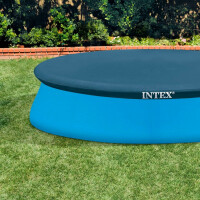 Intex 10 foot (3.05 m) Easy Set Swimming Pool Cover #28021. Round cover measures 2.8 m, (9.4 ft) suitable for Intex pools with base diameter of 3.05 m (10 foot).