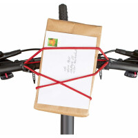carryyygum Lenkerspannband für Fahrrad-Lenker | Mini-Gepäckträger 105cm | Gummiband, Gepäckspanner, Spanngummi, Gepäckband, Expander | schlanke Alternative zu Fahrradtasche, Fahrradkorb (rot)