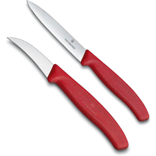 Victorinox - Tourniermesser Starter-Set Swiss Classic Rot  6 cm gebogen + Gemüsemesser 10 cm  ohne Wellenschliff  Gemüsemesser