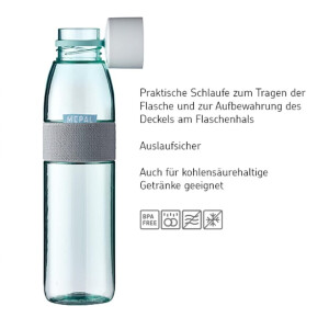 Mepal  Duo Pack Trinkflasche Ellipse Vivid Blue  500 & 700 ml Inhalt  auch für kohlensäurehaltige Getränke  bruchfestes Material - auslaufsicher - Spülmaschinengeeignet