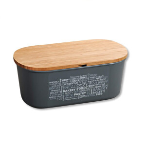 KESPER | Brotbox, Material: Bambus, Kunststoff, Maße: B 34 x T 18 x H 14 cm, Farbe: Grau | 58501