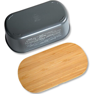 KESPER | Brotbox, Material: Bambus, Kunststoff, Maße: B 34 x T 18 x H 14 cm, Farbe: Grau | 58501