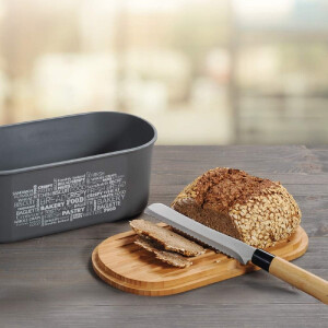 KESPER | Brotbox, Material: Bambus, Kunststoff, Maße: B 34 x T 18 x H 14 cm, Farbe: Grau | 58501