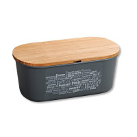 KESPER | Brotbox, Material: Bambus, Kunststoff, Maße: B 34 x T 18 x H 14 cm, Farbe: Grau | 58501