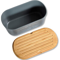 KESPER | Brotbox, Material: Bambus, Kunststoff, Maße: B 34 x T 18 x H 14 cm, Farbe: Grau | 58501