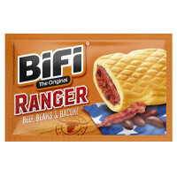 BiFi Ranger | 20er Pack | 20 x 60 g |  herzhafter Salami Snack im Teigmantel | Wurstsnack to go mit Beef, Beans & Bacon | ideal für unterwegs