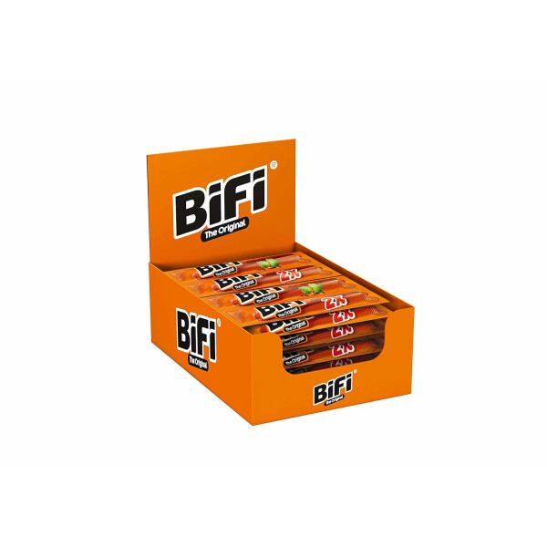BiFi Original Twinpack – 18er Pack (18 x 2 x 18.5g) – Salami Sticks - Original Wurstsnack To Go - Luftgetrocknet- für Unterwegs, im Büro oder beim Sport - mit Pfeffer, Koriander und Knoblauch