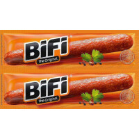 BiFi Original Twinpack – 18er Pack (18 x 2 x 18.5g) – Salami Sticks - Original Wurstsnack To Go - Luftgetrocknet- für Unterwegs, im Büro oder beim Sport - mit Pfeffer, Koriander und Knoblauch