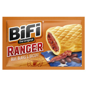 BiFi Ranger | 20er Pack | 20 x 60 g |  herzhafter Salami Snack im Teigmantel | Wurstsnack to go mit Beef, Beans & Bacon | ideal für unterwegs