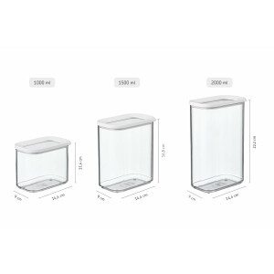 Mepal | Lebensmittelbehälter Rechteckige Modula | Transparente Vorratsbox mit Deckel | Küchenorganizer & Aufbewahrungsbox aus Kunststoff | Stapelbar & Luftdicht | 2000 ml | White