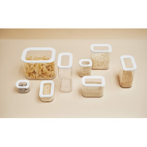 Mepal | Lebensmittelbehälter Rechteckige Modula | Transparente Vorratsbox mit Deckel | Küchenorganizer & Aufbewahrungsbox aus Kunststoff | Stapelbar & Luftdicht | 2000 ml | White
