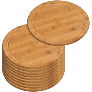 Kesper 10er SET 58444 Fleischteller Ø 30 cm aus FSC®-zertifiziertem Bambus / Vesperteller / Pizzateller / Holzteller / Schneidebrett