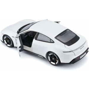 Bburago Porsche Taycan: Modellauto im Maßstab 1:24, Türen beweglich, 20 cm, weiß (18-21098)
