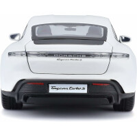 Bburago Porsche Taycan: Modellauto im Maßstab 1:24, Türen beweglich, 20 cm, weiß (18-21098)