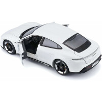 Bburago Porsche Taycan: Modellauto im Maßstab 1:24, Türen beweglich, 20 cm, weiß (18-21098)