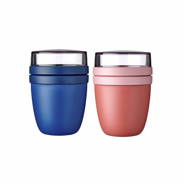 Mepal | Lunchpot Ellipse Mixed | Vivid Blue & Vivid Mauve | 500 ml Reisebecher | ideal als Joghurtbecher oder To-go-Becher | geeignet für Tiefkühler, Mikrowelle & Spülmaschine | 700 ml Polypropylen