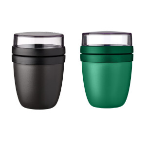 Mepal - Lunchpot Ellipse Mixed - Vivid Green + Nordic Black – 500 ml praktischer Reisebecher, Joghurtbecher, To go Becher – Geeignet für Tiefkühler, Mikrowelle und Spülmaschine, 700 ml