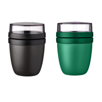 Mepal - Lunchpot Ellipse Mixed - Vivid Green + Nordic Black – 500 ml praktischer Reisebecher, Joghurtbecher, To go Becher – Geeignet für Tiefkühler, Mikrowelle und Spülmaschine, 700 ml