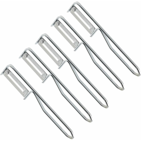 5 Stück Fackelmann - Universal-Sparschäler/Pendelschäler, ideal für Spargel, Obst und Gemüse, Edelstahl/Stahl - Silber