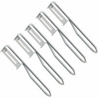5 Stück Fackelmann - Universal-Sparschäler/Pendelschäler, ideal für Spargel, Obst und Gemüse, Edelstahl/Stahl - Silber