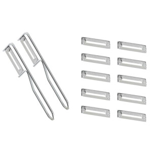 2 Stück Fackelmann - Universal-Sparschäler/Pendelschäler inkl. 10er Pack Ersatzklingen, ideal für Spargel, Obst und Gemüse, Edelstahl/Stahl - Silber