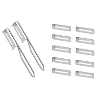 2 Stück Fackelmann - Universal-Sparschäler/Pendelschäler inkl. 10er Pack Ersatzklingen, ideal für Spargel, Obst und Gemüse, Edelstahl/Stahl - Silber