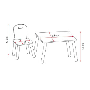 Kesper | Kindertisch Set | Weiß | mit 2 Stühlen und Messlatte Alpaka | Faserplatte/Holz