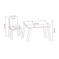 Kesper | Kindertisch Set | Weiß | mit 2 Stühlen und Messlatte Alpaka | Faserplatte/Holz