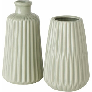 Boltze | Vasen Duo Esko | skandinavischer Charme | Keramik-Material | Ø 8,5 cm | stilvolle Dekoration in Hellgrün Matt