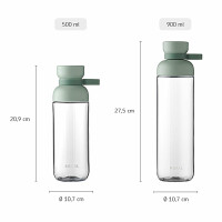 Mepal Trinkflaschen Vita - Wasserflaschen Duo Pack - Flaschen für Uni, Arbeit, Fitness, Outdoor, Job - Stoßfest, Auslaufsicher - BPA-frei & Spülmaschinenfest - 500 & 900 ml - Nordic Blue