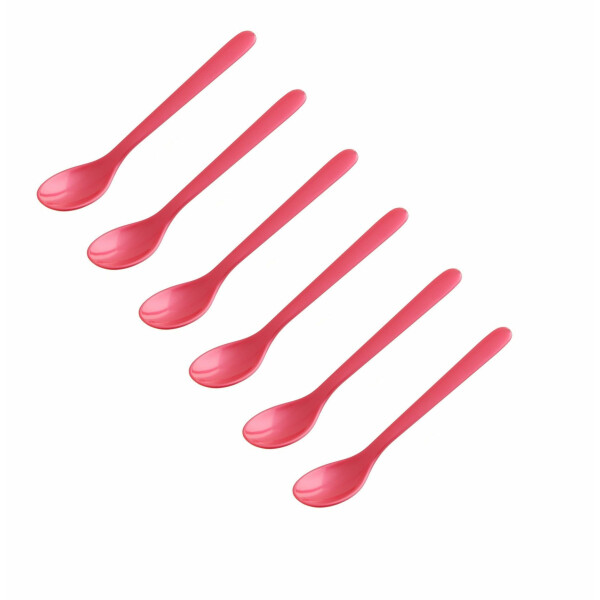 FACKELMANN | 6er Set Eierlöffel Frühstückslöffel 14 cm | Farbe: Rot | hochwertiger Kunststoff | ideal für den Frühstückstisch