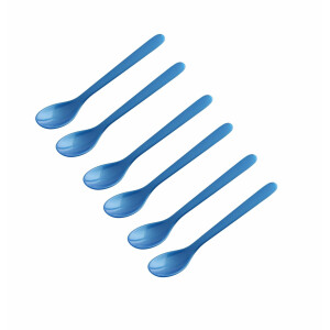 FACKELMANN | 6er Set Eierlöffel Frühstückslöffel 14 cm | Farbe: Blau | hochwertiger Kunststoff | ideal für den Frühstückstisch