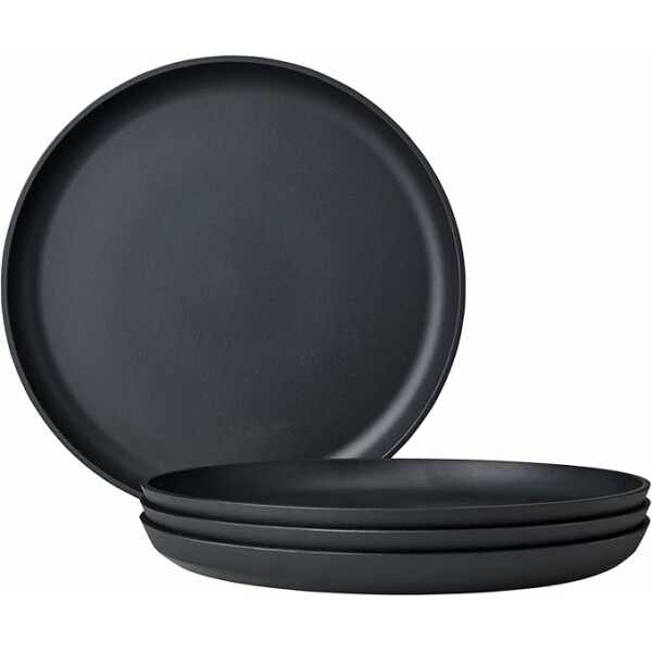 Mepal - Frühstücksteller 4 Stück Silueta - Spülmaschinen- und mikrowellenfest - Kunststoffteller - Essteller - Geschirr - 23 cm - Nordic black