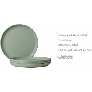 Mepal - Frühstücksteller 4 Stück Silueta - Spülmaschinen- und mikrowellenfest - Kunststoffteller - Essteller - Geschirr - 23 cm - Nordic black
