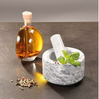 Kesper | Mörser, Mateial: Marmor, Maße: Ø 13 cm, H: 8 cm, Farbe: Weiß poliert | 71505