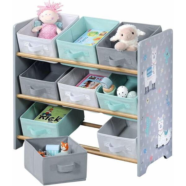 Kesper | Aufbewahrungsregal, Material: Faserplatte, Maße: 65 x 30 x 60 cm, Farbe: Weiß/Mint/Grau | 17706 13