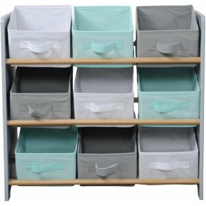 Kesper | Aufbewahrungsregal, Material: Faserplatte, Maße: 65 x 30 x 60 cm, Farbe: Weiß/Mint/Grau | 17706 13