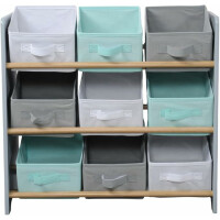 Kesper | Aufbewahrungsregal, Material: Faserplatte, Maße: 65 x 30 x 60 cm, Farbe: Weiß/Mint/Grau | 17706 13