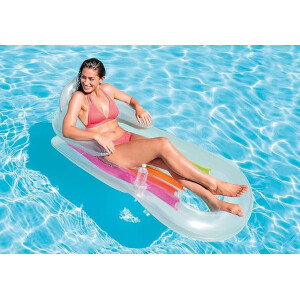 Intex | 58802EU Luftmatratze King Kool | Lounge Farbe: Weiß/Transparent | ideal für Strand und Badesee