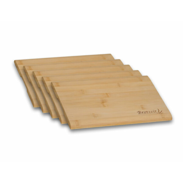 Kesper 58410 | 5er Set Brotzeitbrett 32 x 21 cm Bambus extra groß mit Einbrand Brotzeit Essbrett Schneidbrett Frühstücksbrettchen