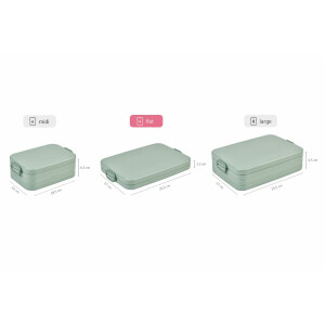 Mepal Brotdose Flat - Brotdose To Go - Lunchbox für 4 Brotscheiben - Meal Prep Box - Brotdose Erwachsene - Essenbox mit Unterteilung - Nordic sage