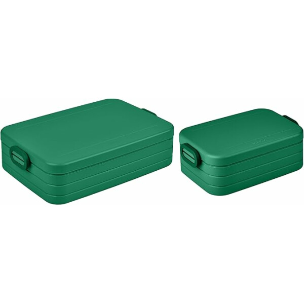 Mepal | Take a Break Duo Pack | Brotdose To Go | Lunchboxen für 2 bis 4 Sandwiches oder 4 bis 8 Brotscheiben | ideal für Meal Prep | Essenbox mit Unterteilung | Vivid green