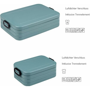 Mepal | Take a Break Duo Pack | Brotdose To Go | Lunchboxen für 2 bis 4 Sandwiches oder 4 bis 8 Brotscheiben | ideal für Meal Prep | Essenbox mit Unterteilung | Vivid green